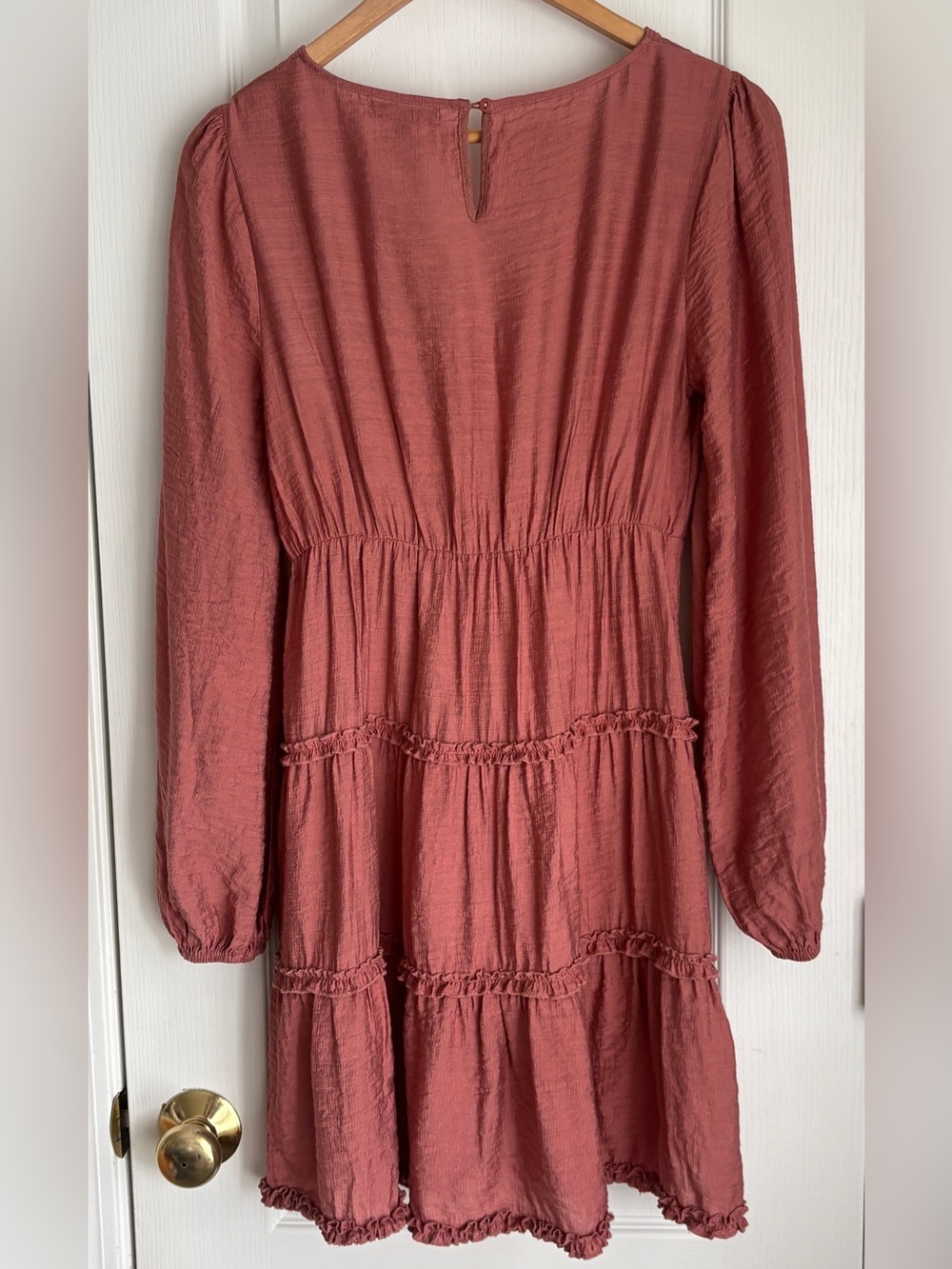 Wishlist Apparel Rust Terracotta Smocked Tiered Mini Dress - Small Boho Chic - Picture 3 of 8